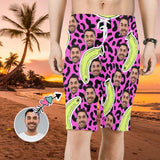 Custom Father Face Banana Leopard Print Men's Beach Shorts