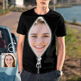 Custom Girlfriend Face Black Zipper Print T-shirt Made for You Custom Shirt Personalized Face Tshirt