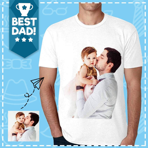 Custom Tshirt with Photo Love Kiss Men's T-shirt Personalized Tee Shirt for Birthday Father's Day Gift