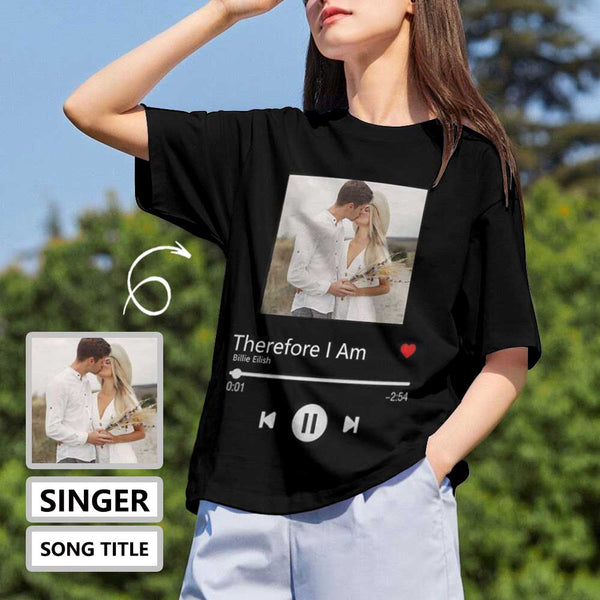 Custom Photo&Text Song Title Song Writer Loving Couple Women's All Over Print T-shirt