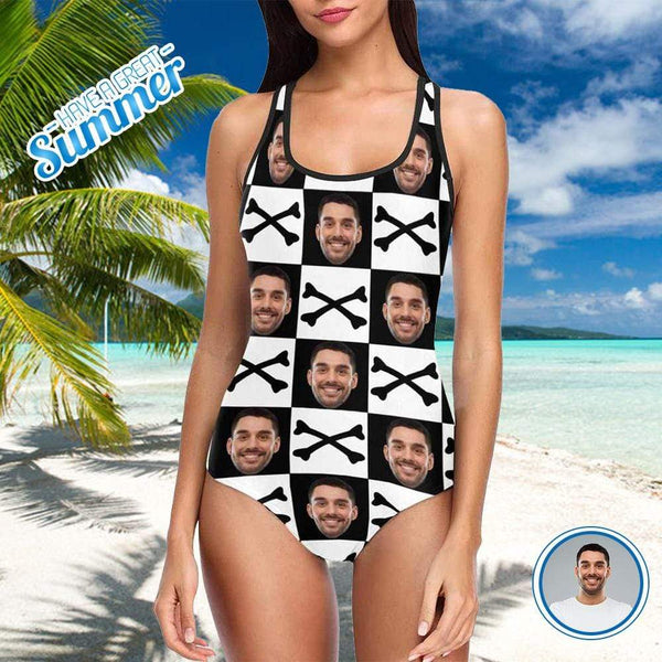 Custom Face Crossbone Women's Tank Top Bathing Swimsuit