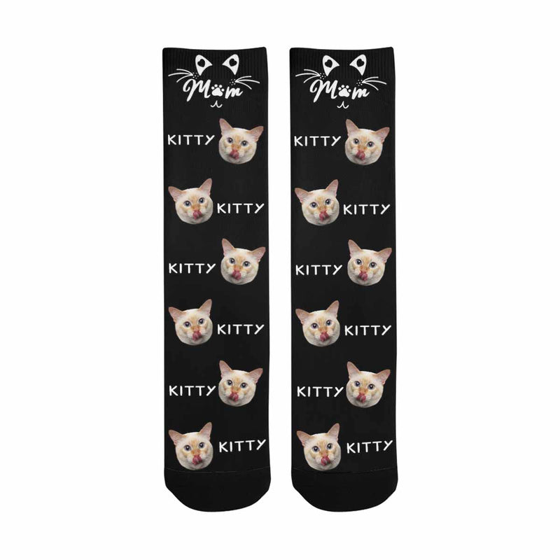 Custom Socks Face Socks & Name with Cat Faces Personalized Socks Face Socks for Grandfather