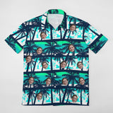 Custom Face Coconut Tree Casual Shirt Men Front Pocket Shortsleeve Beach Pocket Hawaiian Shirt Personalized Shirt Design Your Own Gift