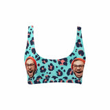 Sport Top-Custom Boyfriend Face Personalized Leopard Print Bikini Swimsuit Top