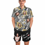 Custom Photo&Name Flowering Hawaiian Set Summer Holiday Hawaiian Shirt & Shorts Set Put Your Face Name on Set