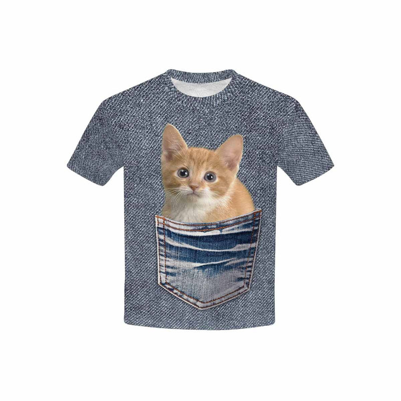 Custom Photo Cat In The Pocket Kid's All Over Print T-shirt