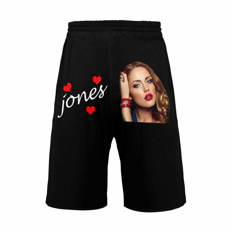 Custom Face&Name Simple Heart Personalized Photo Men's All Over Print Casual Shorts