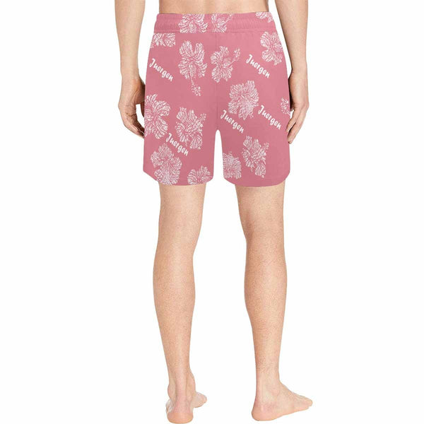 Custom Name Pink Quick-Dry Swim Trunks Men's Bathing Suit