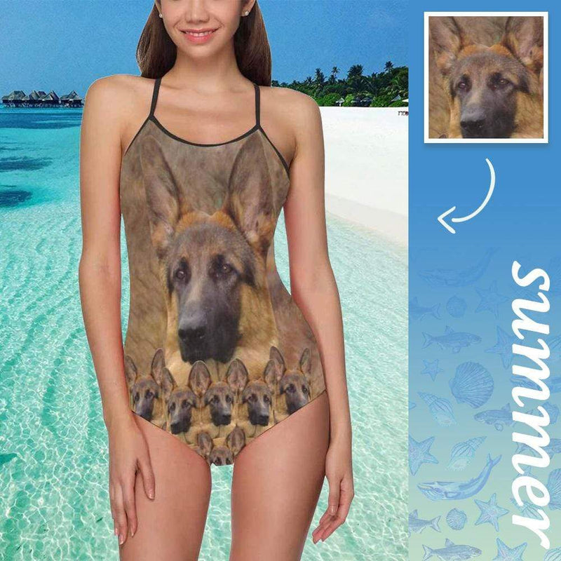 Custom Face Wolf Dog Women's Slip One Piece Swimsuit