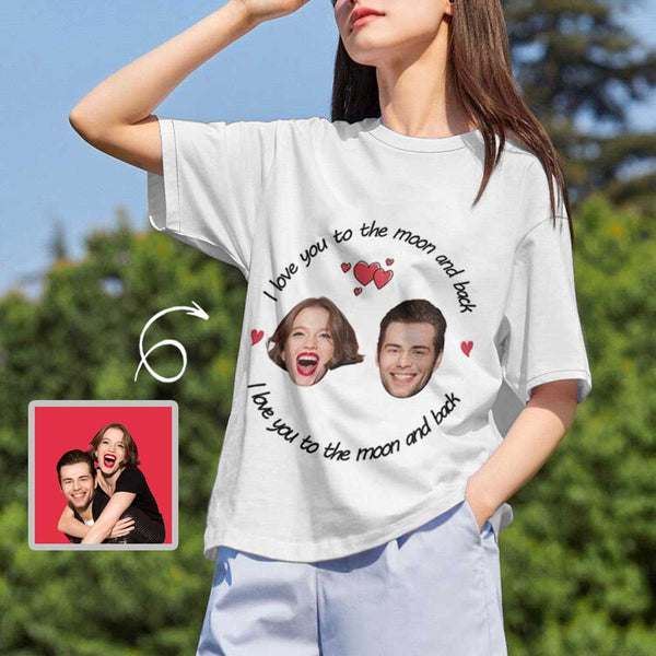 Custom Photo I Love You Couple Women's T-shirt