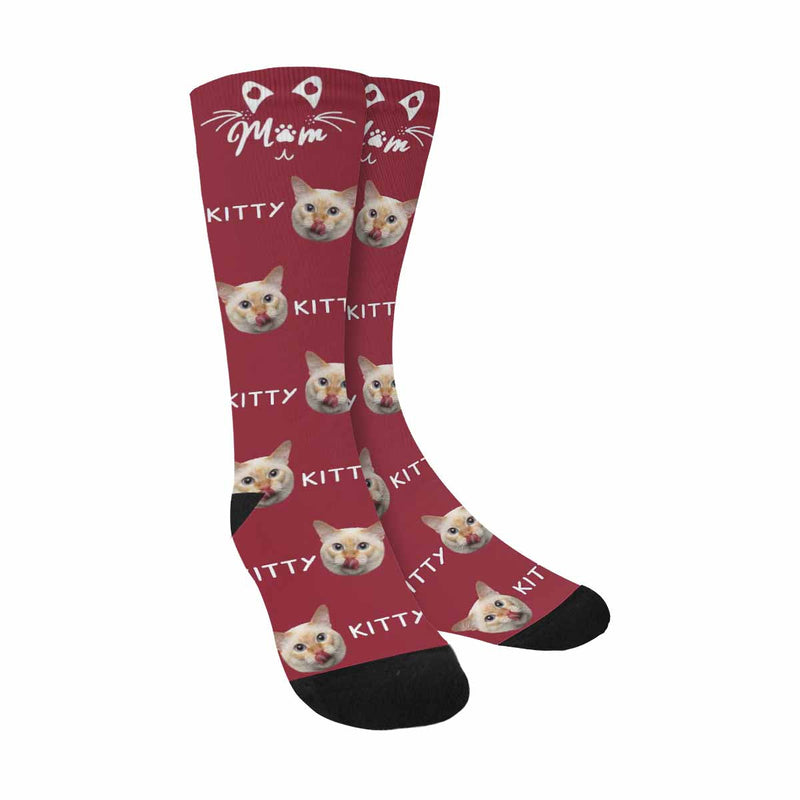 Custom Socks Face Socks & Name with Cat Faces Personalized Socks Face Socks for Grandfather