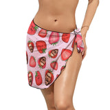 Custom Face Strawberry Swim Bikini Cover Up Dress Personalised Short Sarongs Beach Wrap