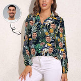 Custom Face Tropical Jungle Vntage Casual Long Sleeve Hawaiian Shirts