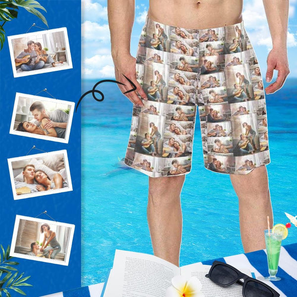 Custom Face Simple Personalized Photo Men's Elastic Beach Short