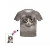 Custom Photo Cute Cat Face Kid's All Over Print T-shirt