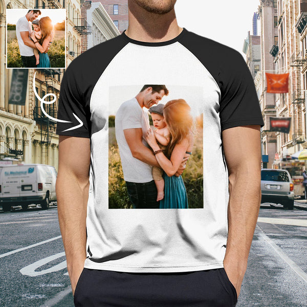 Custom Face Photo Men's T-shirt Personalized Black And White T-shirt For Husband