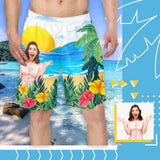 Custom Face Sunset Lover Personalized Photo Men's Elastic Beach Short