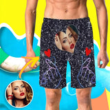 Custom Girlfriend Face Red Love Personalized Photo Men's Elastic Beach Short