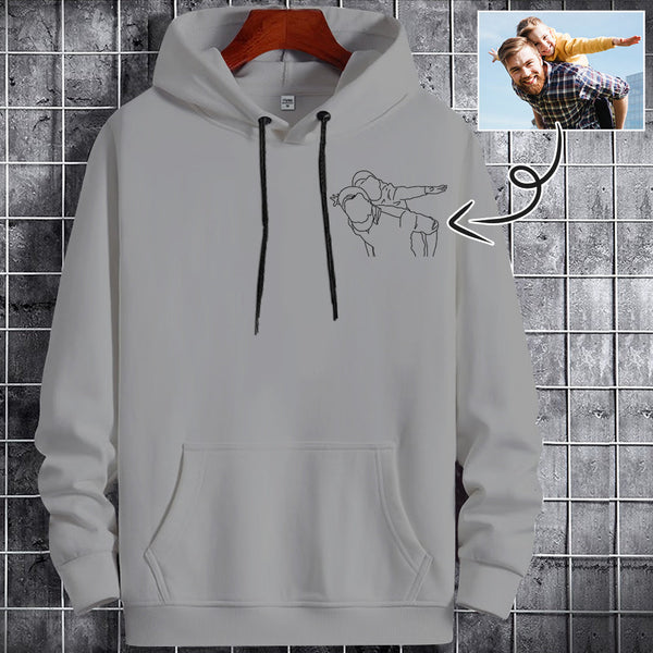 Custom Portrait Outline Shirt, Line Art Photo Shirt For Male, Custom Men's All Over Print Hoodie, Photo Outline Outfit For Father And Son