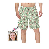 Custom Face Money Personalized Photo Men's Elastic Beach Short