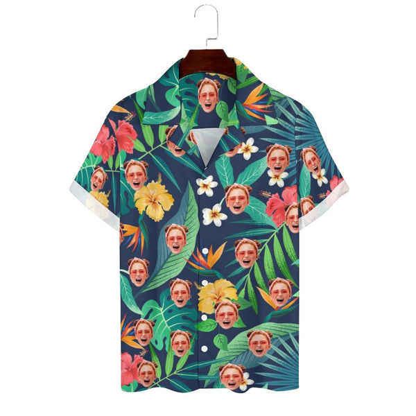 Custom Face Plant Camp Collar Hawaiian Shirt Personalized Men Photo Tropical Aloha Shirt