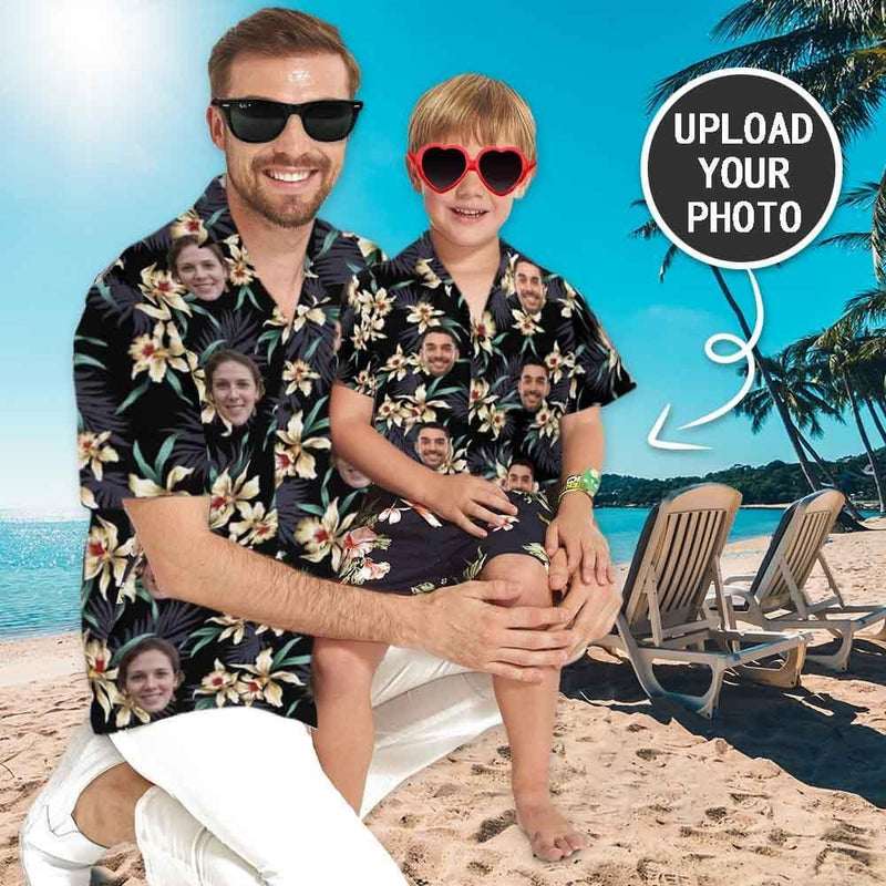 Custom Image Hawaiian Shirt with Photo Lily Flowers Unisex & Teenage Create Your Own Hawaiian Shirt