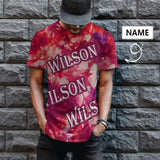 Custom Name Red Tie Dye Men's T-shirt Print Your Own Personalized Shirt for Him Unique Shirt Gift