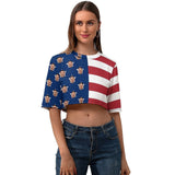 Custom Face Flag Stripe Short Crop T-shirt