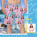 Custom Face Pink Personalized Photo Men's Elastic Beach Short