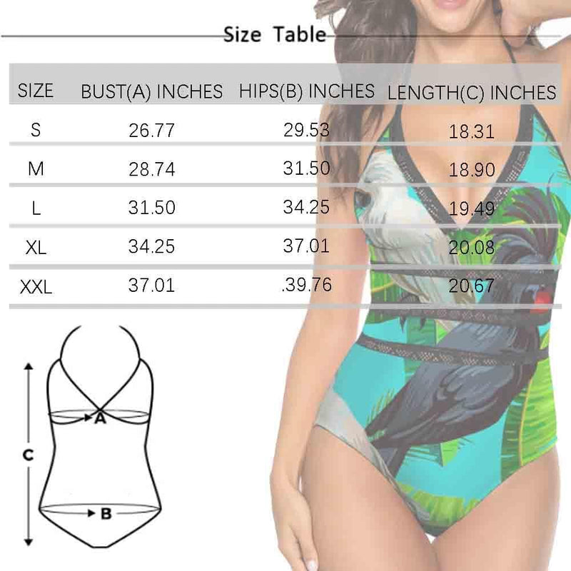 Custom Leopard Face SwimsuitPersonalized Women's New Strap One Piece Bathing Suit Honeymoons Party