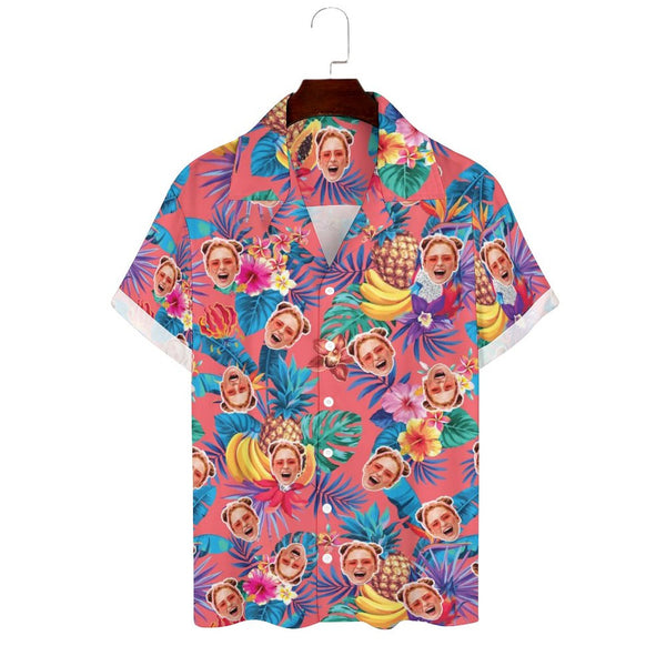 Custom Colorful Face Camp Collar Hawaiian Shirt Personalized Men Hawaiian Shirt Photo Tropical Aloha Shirt