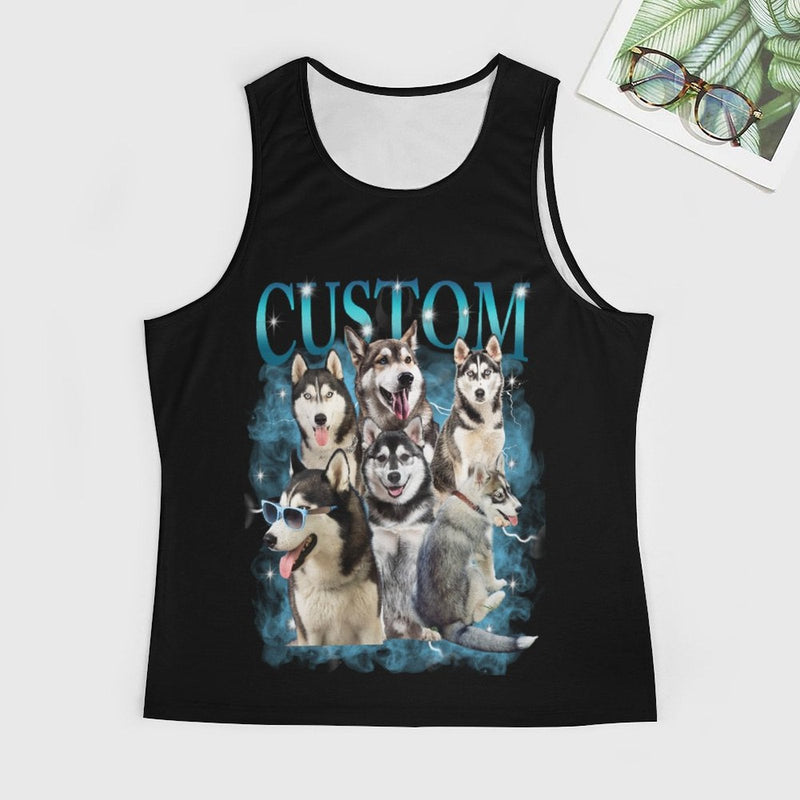 Custom Face Vintage Tank Tops Men's Sleeveless Shirt Print Your Own Text