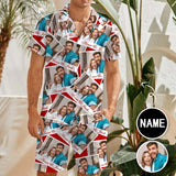 Custom Photo&Name Beautiful Memories Hawaiian Set Summer Holiday Hawaiian Shirt & Shorts Set Put Your Image Name on Set