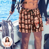 Custom Face Love You Men's Quick Dry Swim Shorts, Personalized Funny Swim Trunks