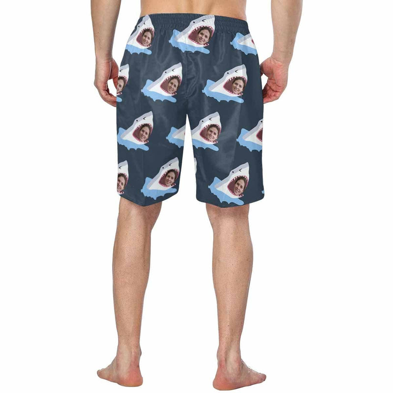 Custom Girlfriend Face Shark Personalized Photo Men's Elastic Beach Short