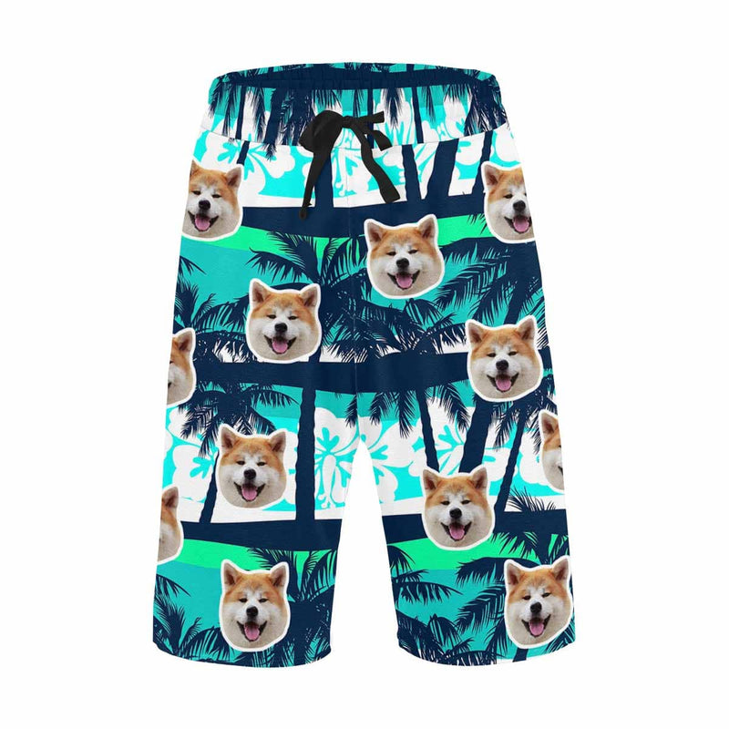 Custom Face Coconut Trees Men's All Over Print Casual Shorts