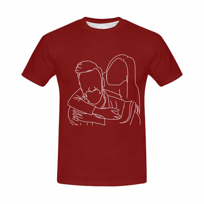 Custom Portrait Outline Shirt, Line Art Photo Shirt For Male, Custom Men's All Over Print T-shirt, Photo Outline Outfit For Couple