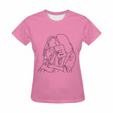 Custom Portrait Outline Shirt, Line Art Photo Shirt For Female, Custom Women's All Over Print T-shirt, Photo Outline Outfit For Mother And Daughter