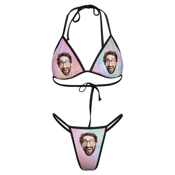 Custom Face Sexy Triganle Bikini Personalized Face Bikini Swimsuit Gift