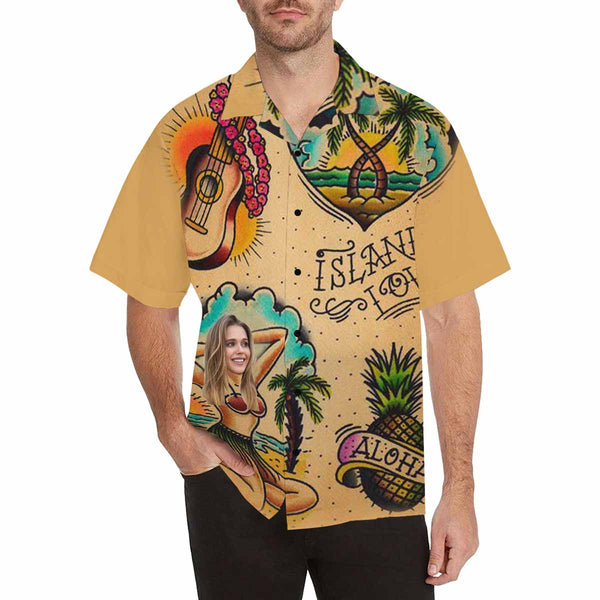 Custom Face Hawaiian Shirt Funny Face Photo Hawaiian Shirt for Husband Personalized Hawaiian Shirt Photo Tropical Aloha Shirt For Men