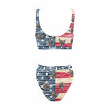 Custom Face Flag Sport Personalized Top&High-Waisted Bikini Swimsuit Celebrate Holiday Party