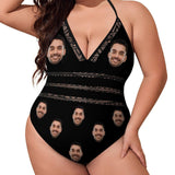 #Plus Size Swimsuit-Custom Boyfriend Face Swimsuits Personalized Women's New Strap One Piece Bathing Suit For Her