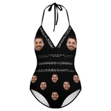 #Plus Size Swimsuit-Custom Boyfriend Face Swimsuits Personalized Women's New Strap One Piece Bathing Suit For Her