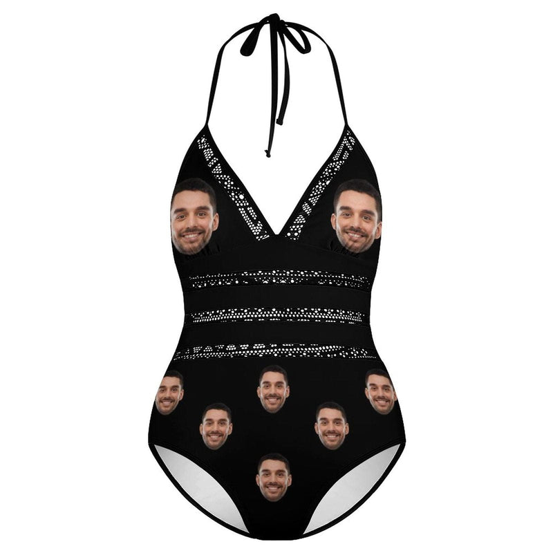 #Plus Size Swimsuit-Custom Boyfriend Face Swimsuits Personalized Women's New Strap One Piece Bathing Suit For Her