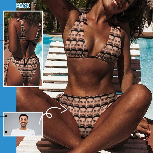 Custom Boyfriend Face Personalized Women's Back Strap Bikini Swimsuit