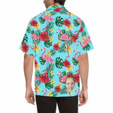 Custom Hawaiian Shirts with Face Flamingo&Leaves Personalised Face Aloha Shirt Gift For Husband or Boyfriend