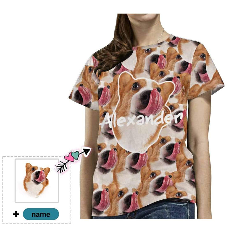 Custom Photo&Name Dog Women's All Over Print T-shirt