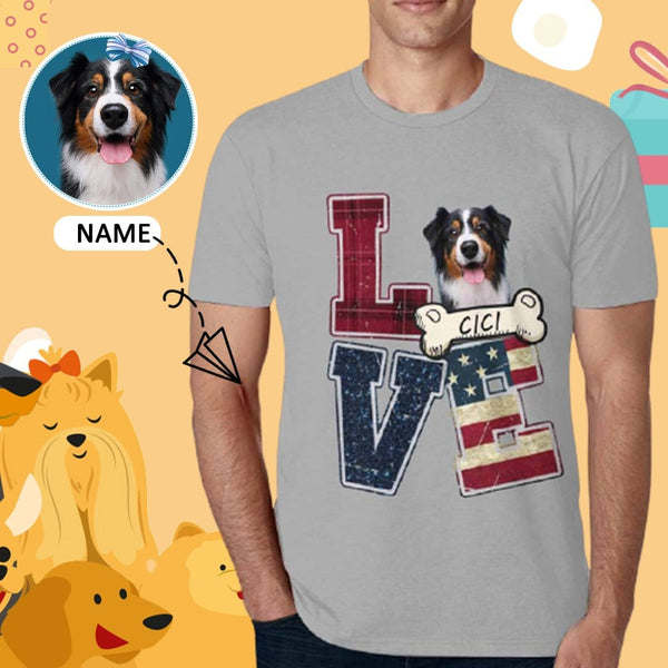 Custom Men's T-shirt with Photo&Name Love Bone Star Personalized Shirt Put Your Face on A Tshirt