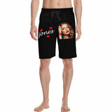 Custom Face&Name Simple Heart Personalized Photo Men's All Over Print Casual Shorts