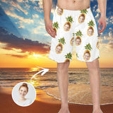 Custom Face Pineapple White Personalized Photo Men's Elastic Beach Short